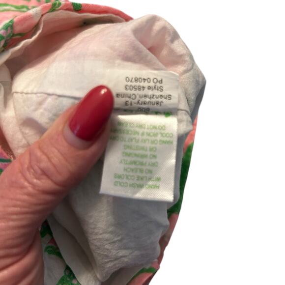 Adorable Lilly Pulitzer Strapless Seersucker Green and Pink Dress - Size 00 - Picture 13 of 16